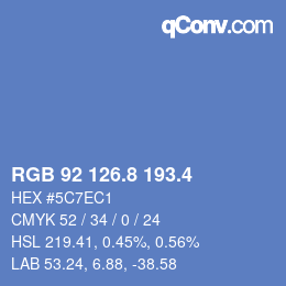 カラーコード: RGB 92 126.8 193.4 | qconv.com