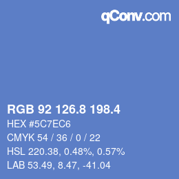 カラーコード: RGB 92 126.8 198.4 | qconv.com