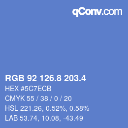 カラーコード: RGB 92 126.8 203.4 | qconv.com