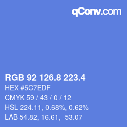 カラーコード: RGB 92 126.8 223.4 | qconv.com
