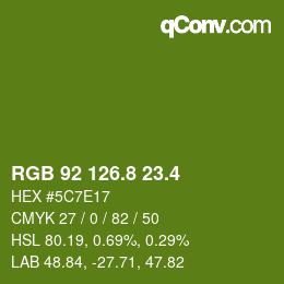 カラーコード: RGB 92 126.8 23.4 | qconv.com