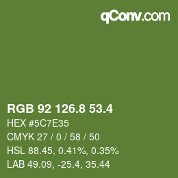 カラーコード: RGB 92 126.8 53.4 | qconv.com