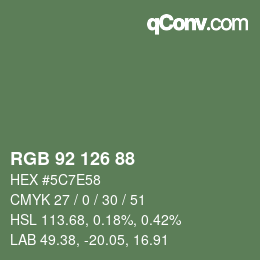 Color code: RGB 92 126 88 | qconv.com