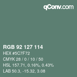 Color code: RGB 92 127 114 | qconv.com