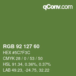 颜色代码: RGB 92 127 60 | qconv.com