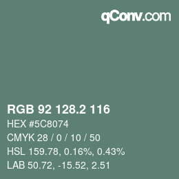 カラーコード: RGB 92 128.2 116 | qconv.com