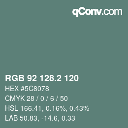 カラーコード: RGB 92 128.2 120 | qconv.com
