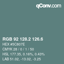 カラーコード: RGB 92 128.2 126.6 | qconv.com