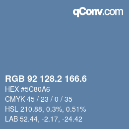 カラーコード: RGB 92 128.2 166.6 | qconv.com