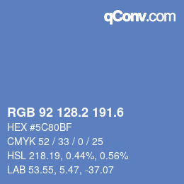 カラーコード: RGB 92 128.2 191.6 | qconv.com