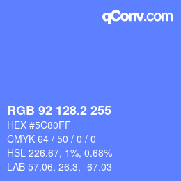 カラーコード: RGB 92 128.2 255 | qconv.com