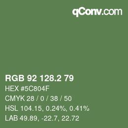 カラーコード: RGB 92 128.2 79 | qconv.com