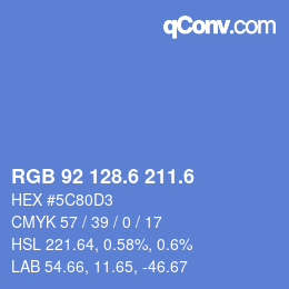カラーコード: RGB 92 128.6 211.6 | qconv.com