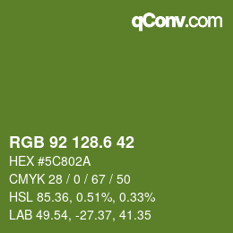 カラーコード: RGB 92 128.6 42 | qconv.com