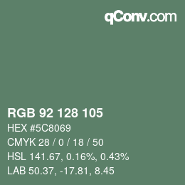 Color code: RGB 92 128 105 | qconv.com