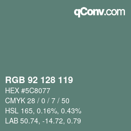 颜色代码: RGB 92 128 119 | qconv.com