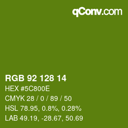 カラーコード: RGB 92 128 14 | qconv.com