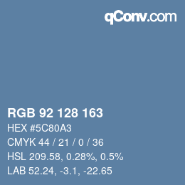 颜色代码: RGB 92 128 163 | qconv.com