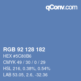Color code: RGB 92 128 182 | qconv.com