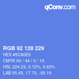 Color code: RGB 92 128 229 | qconv.com