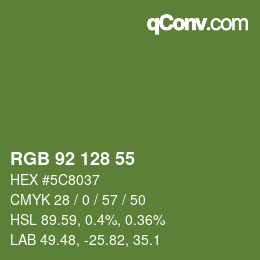 颜色代码: RGB 92 128 55 | qconv.com