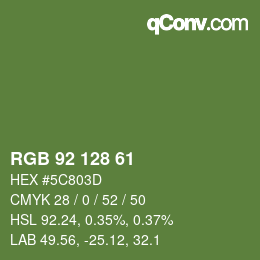 Color code: RGB 92 128 61 | qconv.com