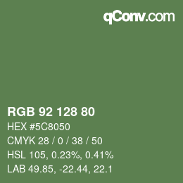 Color code: RGB 92 128 80 | qconv.com