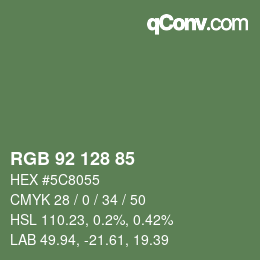 Color code: RGB 92 128 85 | qconv.com