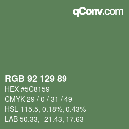 Color code: RGB 92 129 89 | qconv.com