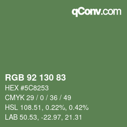 颜色代码: RGB 92 130 83 | qconv.com