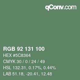 Color code: RGB 92 131 100 | qconv.com