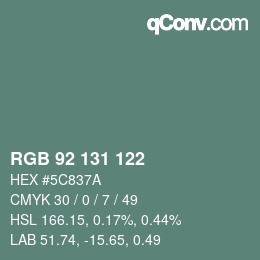 カラーコード: RGB 92 131 122 | qconv.com