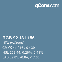 颜色代码: RGB 92 131 156 | qconv.com