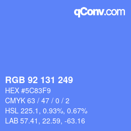 Color code: RGB 92 131 249 | qconv.com