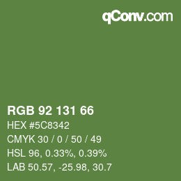 Color code: RGB 92 131 66 | qconv.com