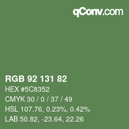 Color code: RGB 92 131 82 | qconv.com