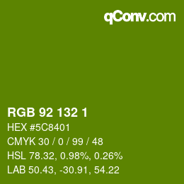 カラーコード: RGB 92 132 1 | qconv.com