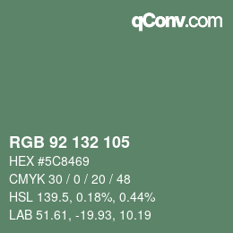 Color code: RGB 92 132 105 | qconv.com
