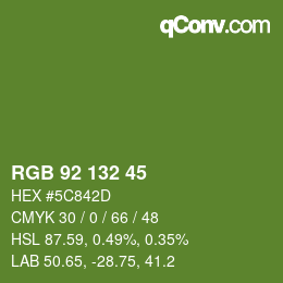 Color code: RGB 92 132 45 | qconv.com
