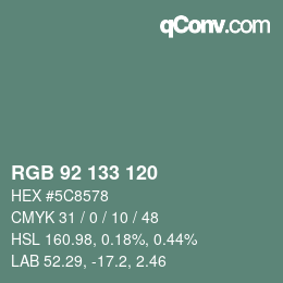 カラーコード: RGB 92 133 120 | qconv.com