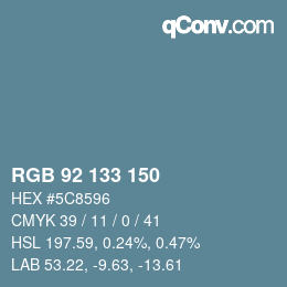 颜色代码: RGB 92 133 150 | qconv.com