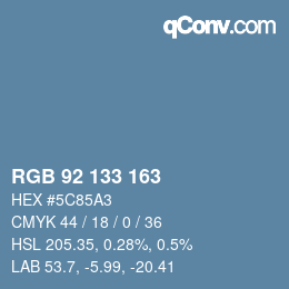 カラーコード: RGB 92 133 163 | qconv.com