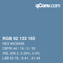 颜色代码: RGB 92 133 165 | qconv.com