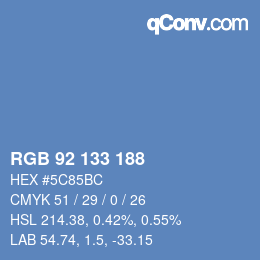 Farbcode: RGB 92 133 188 | qconv.com