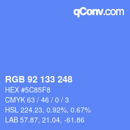 Color code: RGB 92 133 248 | qconv.com