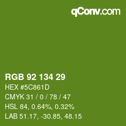 Color code: RGB 92 134 29 | qconv.com