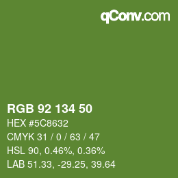 Color code: RGB 92 134 50 | qconv.com