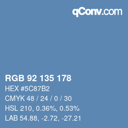 Color code: RGB 92 135 178 | qconv.com