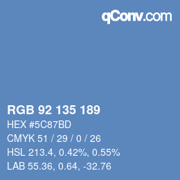 颜色代码: RGB 92 135 189 | qconv.com