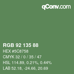 Color code: RGB 92 135 88 | qconv.com